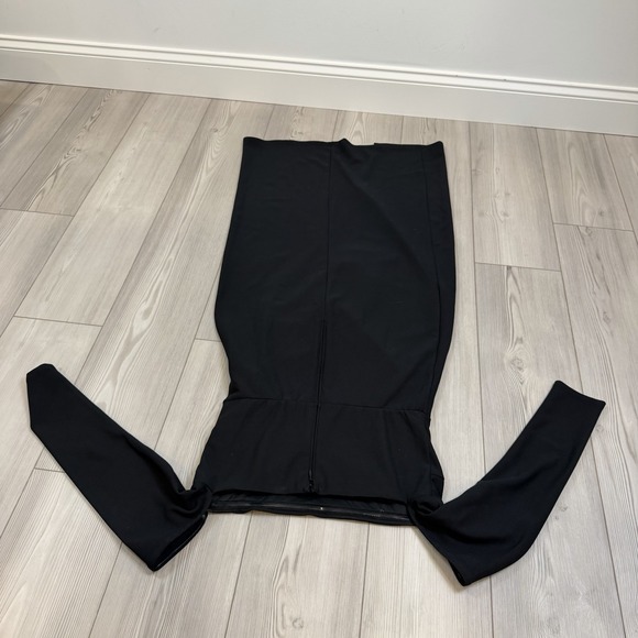 Abercrombie & Fitch Long-Sleeve Off-the-Shoulder Crepe Midi Dress Black Large - Picture 9 of 13